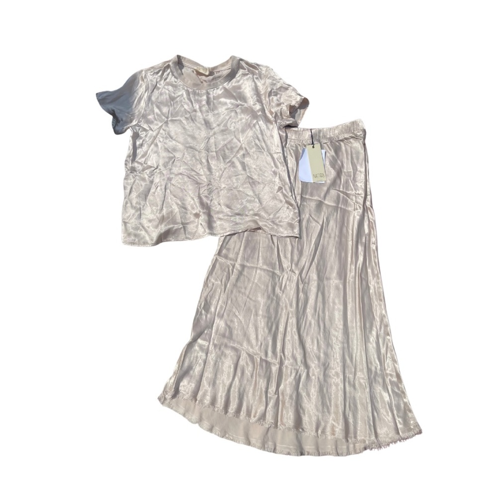 Nation LTD Almond Milk Silk Skirt Set
